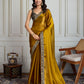 Jyoti Fashion Women's Mustard Satin Silk Embroidered Designer Saree with Blouse | Swadesiicart