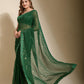 Jyoti Fashion Women's Green Sequence Embroidery Georgette Saree with Blouse | Swadesiicart