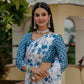 Jyoti Fashion Women's Blue Chinon Digital Print with Mirror Saree with Blouse | Swadesiicart