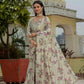 Jyoti Fashion Women's Pista Green Chinon Digital Print with Mirror Saree with Blouse | Swadesiicart
