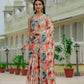 Jyoti Fashion Women's Multicolor Chinon Digital Print with Mirror Saree with Blouse | Swadesiicart
