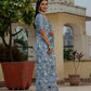 Jyoti Fashion Women's Sky Blue Chinon Digital Print with Mirror Saree with Blouse | Swadesiicart