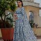 Jyoti Fashion Women's Sky Blue Chinon Digital Print with Mirror Saree with Blouse | Swadesiicart