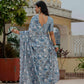 Jyoti Fashion Women's Sky Blue Chinon Digital Print with Mirror Saree with Blouse | Swadesiicart