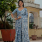 Jyoti Fashion Women's Sky Blue Chinon Digital Print with Mirror Saree with Blouse | Swadesiicart