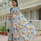 Jyoti Fashion Women's Multicolor Chinon Digital Print with Mirror Saree with Blouse | Swadesiicart