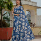 Jyoti Fashion Women's Royal Blue Chinon Digital Print with Mirror Saree with Blouse | Swadesiicart