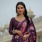 Jyoti Fashion Women's Wine Chinon Digital Print with Mirror Saree with Blouse | Swadesiicart