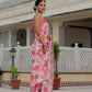 Jyoti Fashion Women's Pink Chinon Digital Print with Mirror Saree with Blouse | Swadesiicart