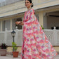 Jyoti Fashion Women's Pink Chinon Digital Print with Mirror Saree with Blouse | Swadesiicart