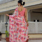 Jyoti Fashion Women's Pink Chinon Digital Print with Mirror Saree with Blouse | Swadesiicart