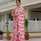 Jyoti Fashion Women's Pink Chinon Digital Print with Mirror Saree with Blouse | Swadesiicart