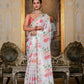 Jyoti Fashion Women's White Chinon Digital Print with Mirror Saree with Blouse | Swadesiicart