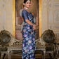 Jyoti Fashion Women's Navy Blue Chinon Digital Print with Mirror Saree with Blouse | Swadesiicart