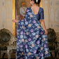 Jyoti Fashion Women's Navy Blue Chinon Digital Print with Mirror Saree with Blouse | Swadesiicart