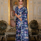 Jyoti Fashion Women's Navy Blue Chinon Digital Print with Mirror Saree with Blouse | Swadesiicart