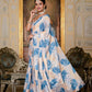 Jyoti Fashion Women's Blue Chinon Digital Print with Mirror Saree with Blouse | Swadesiicart