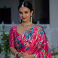 Jyoti Fashion Women's Rani Pink Chinon Digital Print with Mirror Saree with Blouse | Swadesiicart