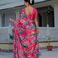 Jyoti Fashion Women's Rani Pink Chinon Digital Print with Mirror Saree with Blouse | Swadesiicart