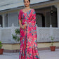 Jyoti Fashion Women's Rani Pink Chinon Digital Print with Mirror Saree with Blouse | Swadesiicart