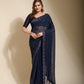 Jyoti Fashion Women's Navy Blue Sequence Embroidery Georgette Saree with Blouse | Swadesiicart