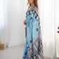 Jyoti Fashion Women's Sky Blue Chinon Digital Printed Designer Saree with Blouse - Swadesiicart