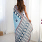 Jyoti Fashion Women's Sky Blue Chinon Digital Printed Designer Saree with Blouse - Swadesiicart