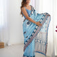 Jyoti Fashion Women's Sky Blue Chinon Digital Printed Designer Saree with Blouse - Swadesiicart