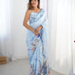 Jyoti Fashion Women's Sky Blue Chinon Digital Printed Designer Saree with Blouse - Swadesiicart