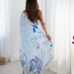 Jyoti Fashion Women's Sky Blue Chinon Digital Printed Designer Saree with Blouse - Swadesiicart