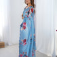 Jyoti Fashion Women's Sky Blue Chinon Digital Printed Designer Saree with Blouse - Swadesiicart
