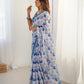 Jyoti Fashion Women's Blue Chinon Digital Printed Designer Saree with Blouse - Swadesiicart