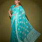 Jyoti Fashion Women's Turquoise Lakhnavi Thread work Georgette Saree with Blouse | Swadesiicart