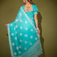 Jyoti Fashion Women's Turquoise Lakhnavi Thread work Georgette Saree with Blouse | Swadesiicart