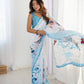 Jyoti Fashion Women's Sky Blue Chinon Digital Printed Designer Saree with Blouse - Swadesiicart