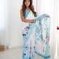 Jyoti Fashion Women's Sky Blue Chinon Digital Printed Designer Saree with Blouse - Swadesiicart