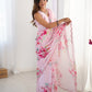 Jyoti Fashion Women's Baby Pink Chinon Digital Printed Designer Saree with Blouse - Swadesiicart