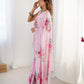 Jyoti Fashion Women's Baby Pink Chinon Digital Printed Designer Saree with Blouse - Swadesiicart