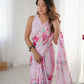 Jyoti Fashion Women's Baby Pink Chinon Digital Printed Designer Saree with Blouse - Swadesiicart