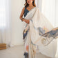 Jyoti Fashion Women's Off White Chinon Digital Printed Designer Saree with Blouse - Swadesiicart