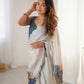 Jyoti Fashion Women's Off White Chinon Digital Printed Designer Saree with Blouse - Swadesiicart