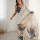 Jyoti Fashion Women's Off White Chinon Digital Printed Designer Saree with Blouse - Swadesiicart