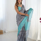 Jyoti Fashion Women's Grey Chinon Digital Printed Designer Saree with Blouse - Swadesiicart