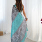Jyoti Fashion Women's Grey Chinon Digital Printed Designer Saree with Blouse - Swadesiicart