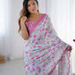 Jyoti Fashion Women's Multicolor Chinon Digital Printed Designer Saree with Blouse - Swadesiicart