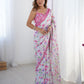 Jyoti Fashion Women's Multicolor Chinon Digital Printed Designer Saree with Blouse - Swadesiicart