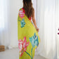 Jyoti Fashion Women's Parrot Green Chinon Digital Printed Designer Saree with Blouse - Swadesiicart