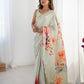 Jyoti Fashion Women's Pista Green Chinon Digital Printed Designer Saree with Blouse - Swadesiicart