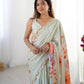Jyoti Fashion Women's Pista Green Chinon Digital Printed Designer Saree with Blouse - Swadesiicart