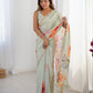 Jyoti Fashion Women's Pista Green Chinon Digital Printed Designer Saree with Blouse - Swadesiicart